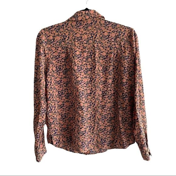 A LOVES A Silk Floral Print Hidden Button Front Long Sleeve Blouse Shirt S - Picture 2 of 7